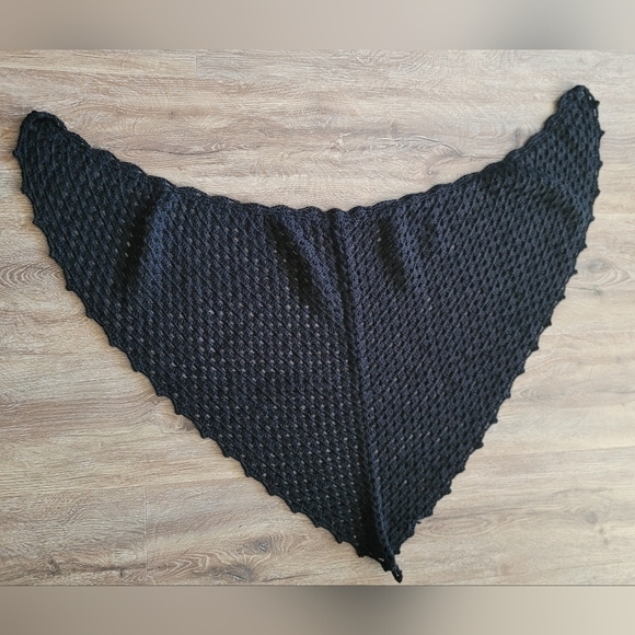 Black Triangle Scarf Handmade Knitted Scarf #1067 - Picture 7 of 11
